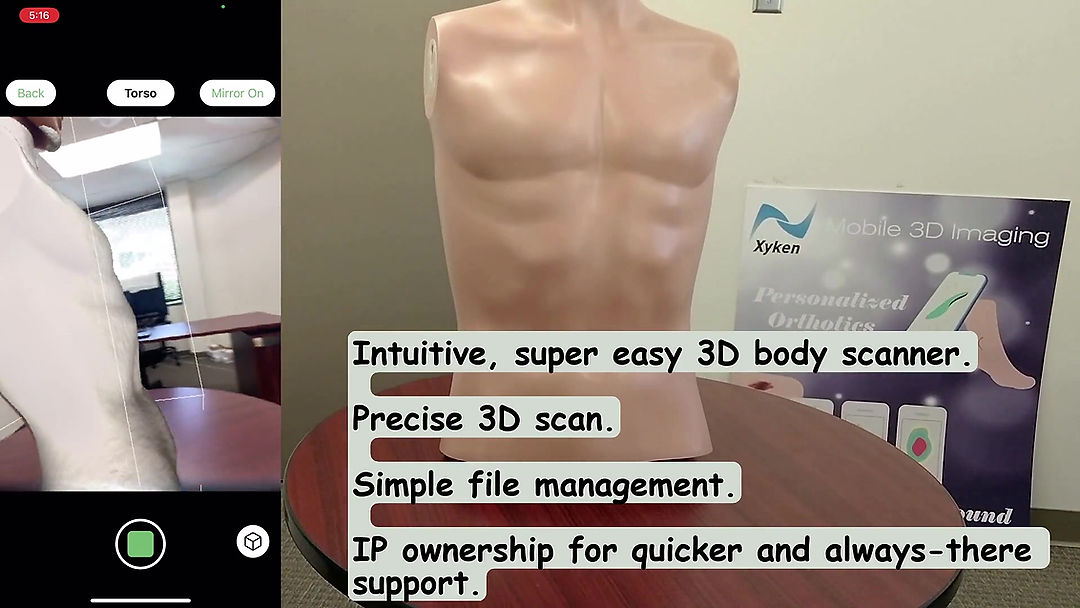 SnugFit O&P scans a torso with SureScan mirror